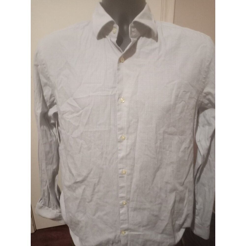 J Lindeberg Slim Fit Size 16 41 (L) Gray Long Sleeve Button Up Dress Shirt